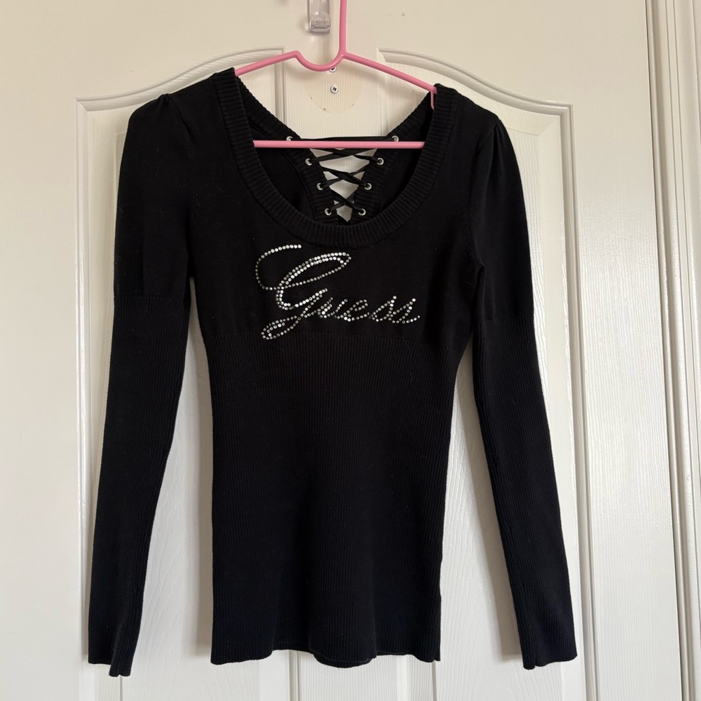 Guess Black Lace-Up Women's long sleeve sweater